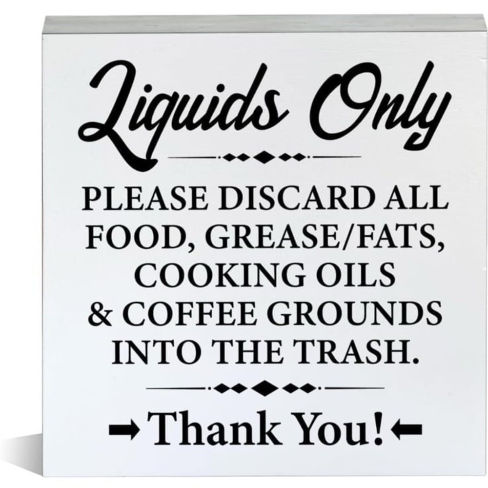 Kitchen Sign Liquids Only Wood Block Sign Kitchen Quotes Decorative Desk Sign Ki